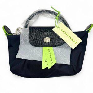 Longchamp Le Pliage Green Pouch with handle Black